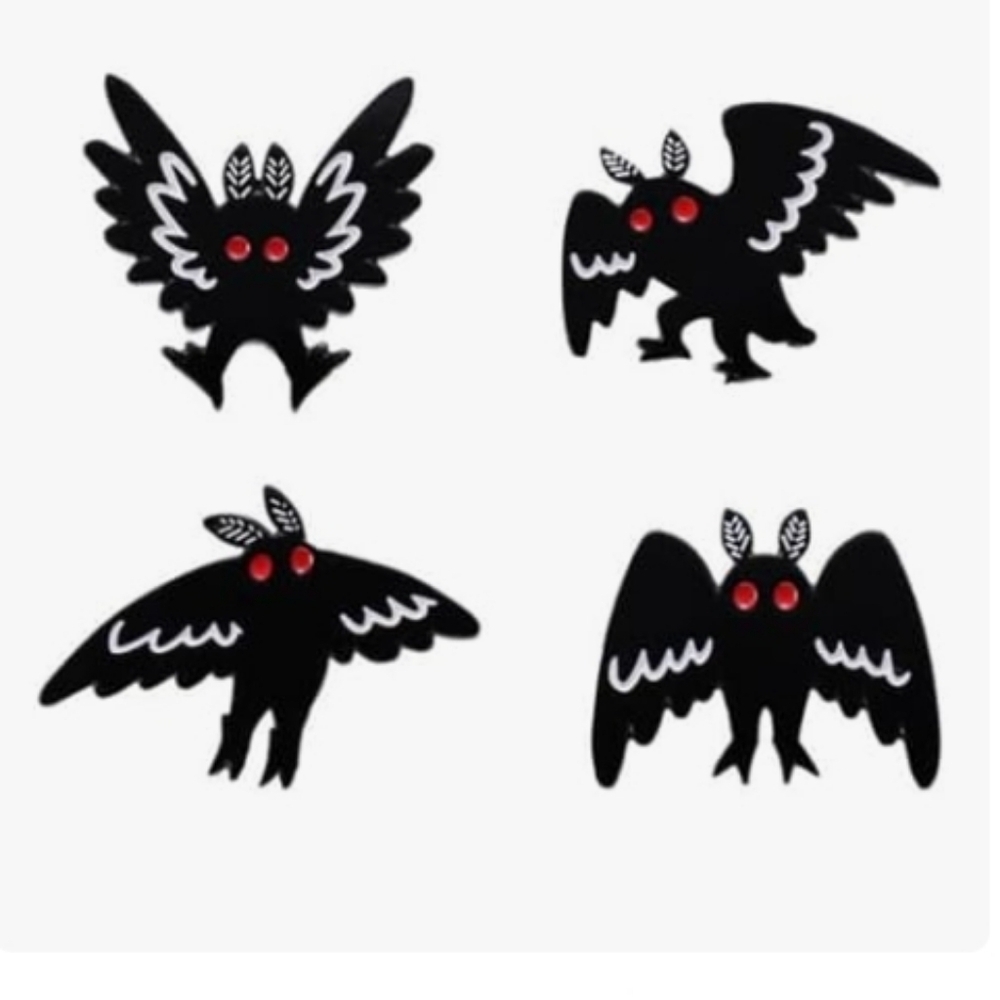 Cute Black Moth Pin Set with Red Eyes